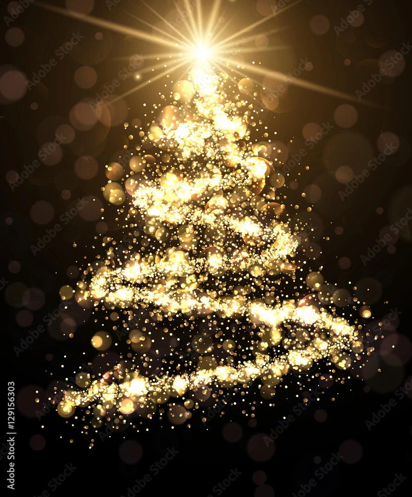 Fotografia Golden Background With Christmas Tree. 3 Fotografia Golden Background With Christmas Tree.