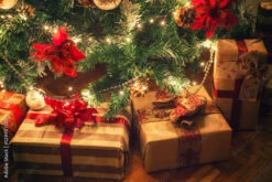 Fotografia Christmas Gifts In Front Of Christmas Tree