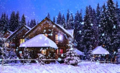 Fotografia A Fairy-tale House In The Woods Amid The Snow-covered Fir Trees, Christmas Landscape