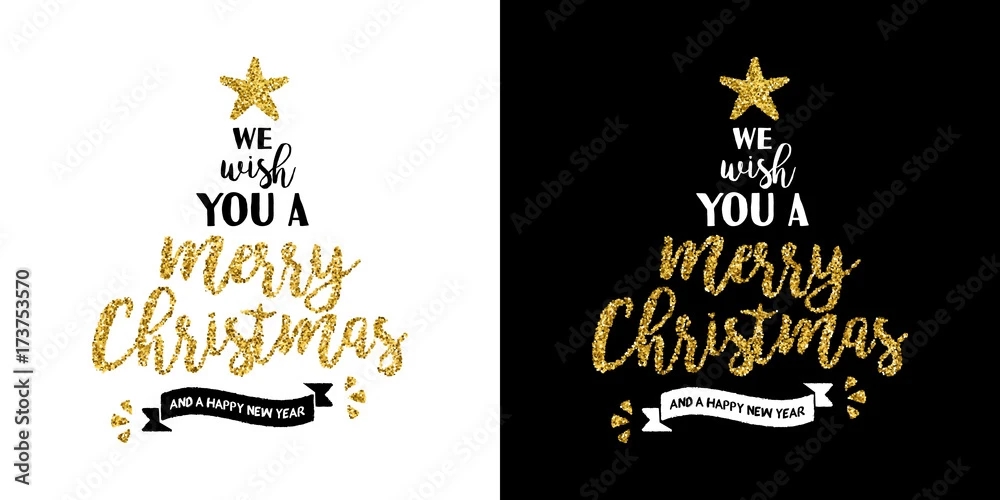 Fotografia Christmas Gold Glitter Hand Drawn Holiday Quote 3 Fotografia Christmas Gold Glitter Hand Drawn Holiday Quote
