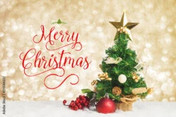 Clementoni Outlet 9 Fotografia Merry Christmas Work With Xmas Tree With Cherry And Ball Decorate On White Fur With Golden Silver Bokeh Sparkle Light Background,Holiday Greeting Card