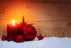 Fotografia Christmas Red Decoration And Advent Candle.