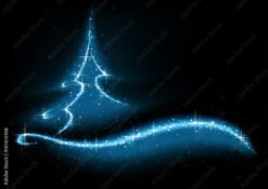 Fotografia Blue Abstract Glittering Christmas Tree - Background Illustration, Vector