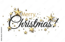 Fotografia Merry Christmas Background With Gold Stars.