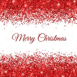 Fotografia Merry Christmas Card With Red Glitter On White Background. Vector