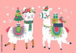Fotografia Cute Llama Character Christmas Card