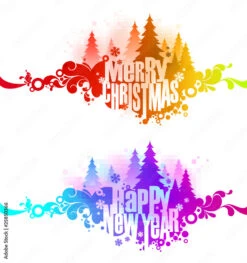 Fotografia Abstract Christmas Ornate Colorful Banners