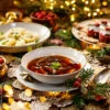 Fotografia Christmas Mushroom Soup, A Traditional Vegetarian Mushroom Soup Made With Dried Forest Mushrooms In A Ceramik Plate On A Festive Table -Clementoni Outlet 1000 F 295457987 96IZdfVvq5vo7dpGpaA3zUL6KXScyPiy