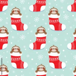 Fotografia Christmas Pattern With Sloth