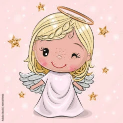 Fotografia Christmas Angel On A Pink Background
