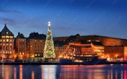 Fotografia .Stockholms Old City With Christmas Tree